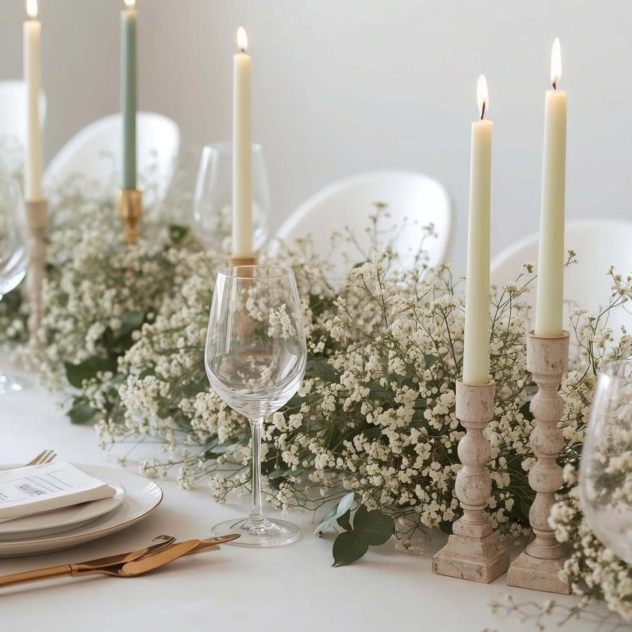 Candele affusolate – Miscela di soia e paraffina, candele da cena con lunga durata di 7 ore di combustione per case eleganti, candela in colori curati, regalo ideale per ospiti, spose ed organizzatori