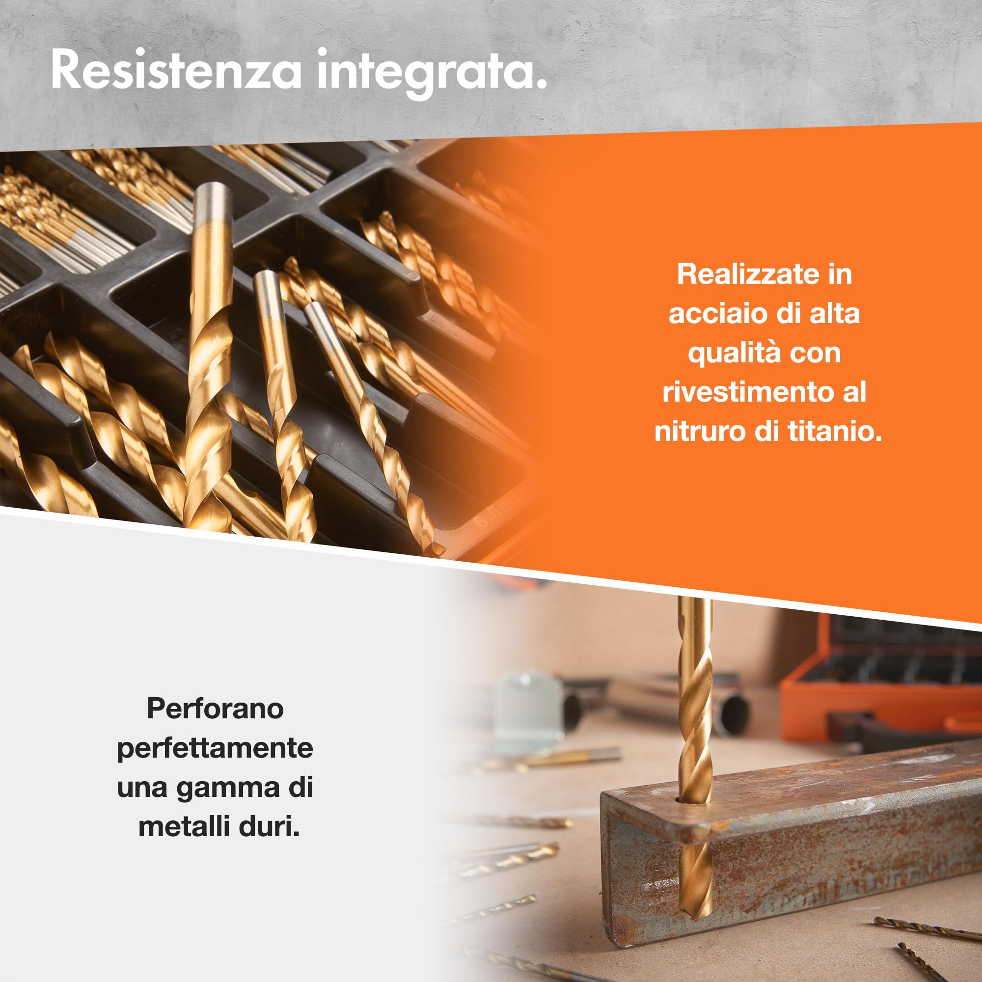 VonHaus HSS Set di Punte Trapano Metallo con Custodia - 99 Punte in Acciaio Rapido da 1,5-10 mm - Acciaio Rivestito in Titanio - Set Punte Trapano per Legno, Muratura e Metallo