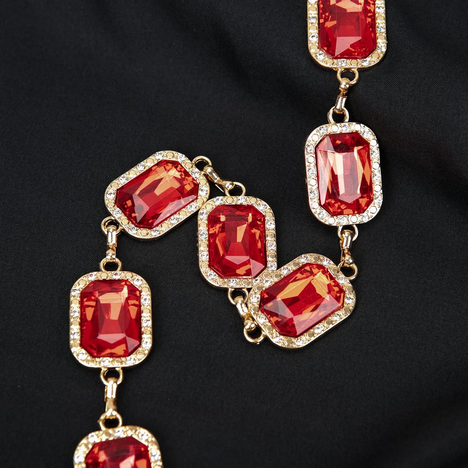 ILuvatar Green Glass Diamond Chain Belt - Metal Women's Western Style Dress Belt - Image 5