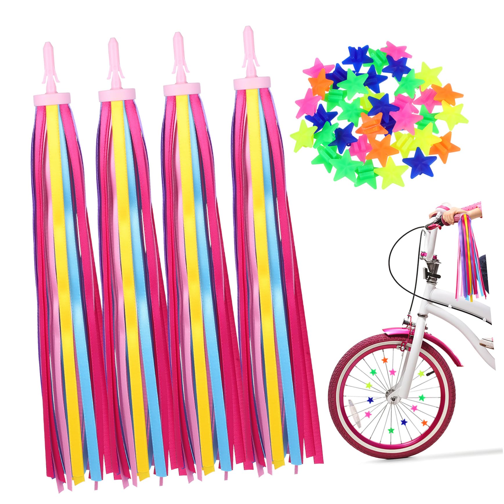 HANABASS Bicycle Wheel Streamers 1 Set Beads Tassels Bike Decorations Handlebar Streamers Boys and Girls Bike Accessories