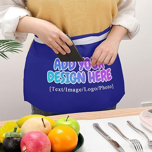 Miniatura 4 de AXKEUDO Delantal personalizado con bolsillos, delantales de cintura para camarera para cocinar en casa, restaurante, servir trabajo