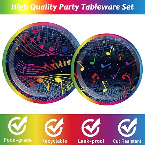Miniatura 3 de 50 Invitados Decoraciones de Cumpleaños con Música Platos y Servilletas Musicales Suministros para Fiestas Temática Musical Juego de Vajilla para