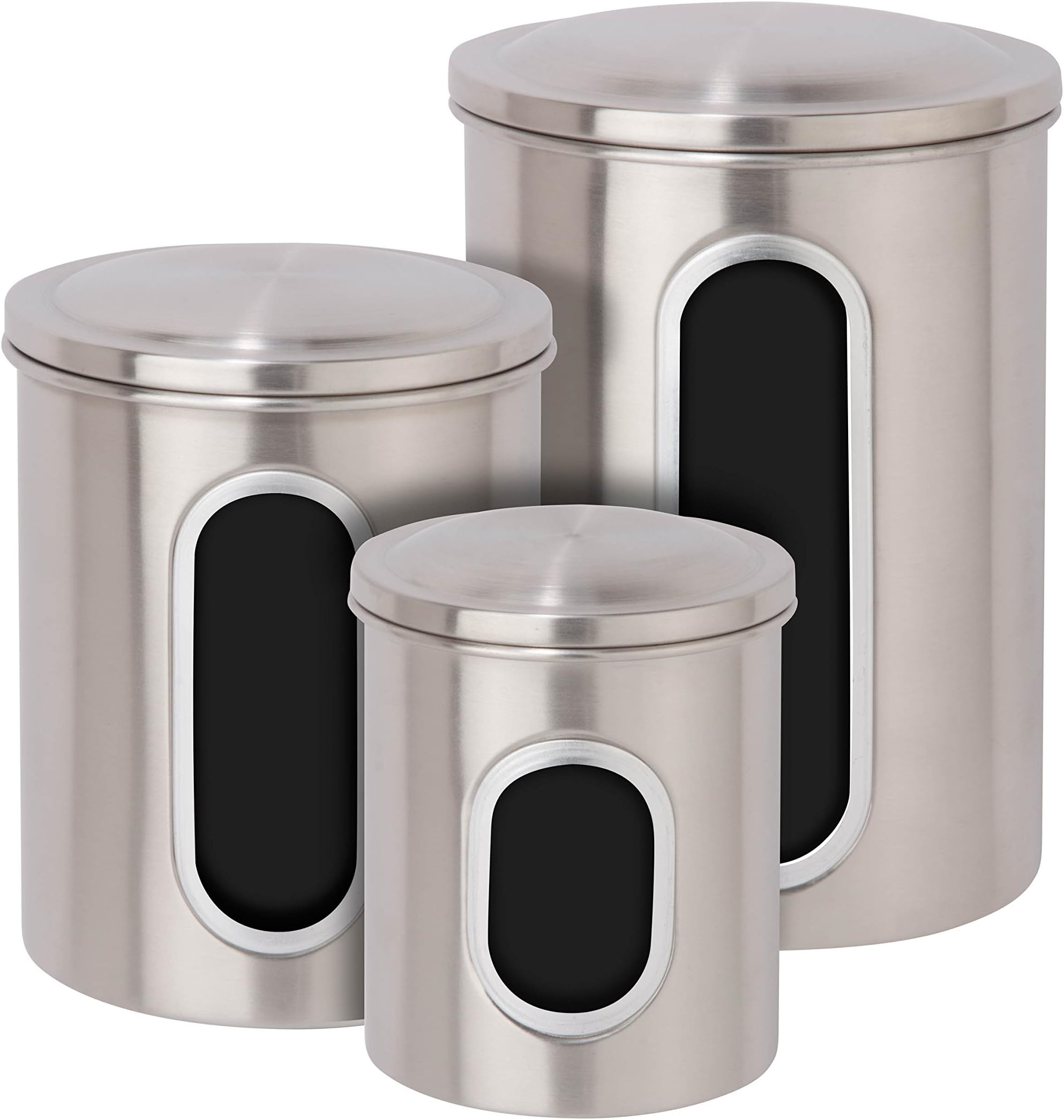 Honey-Can-Do 3-Piece Metal Nested Canister Storage Set, Steel,Silver
