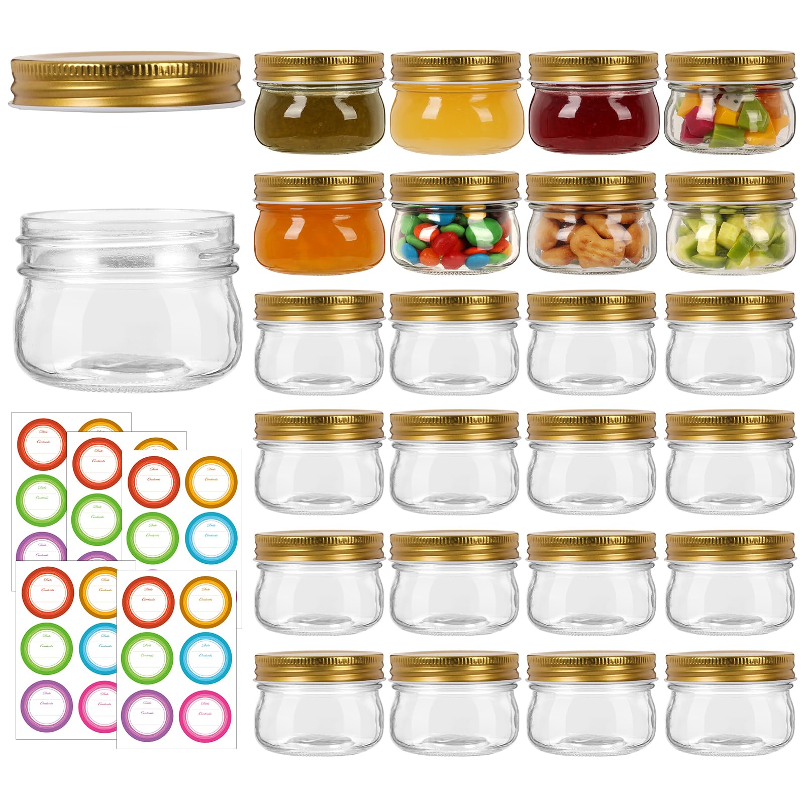 Mcupper 24-Pack 4oz Mason Jars