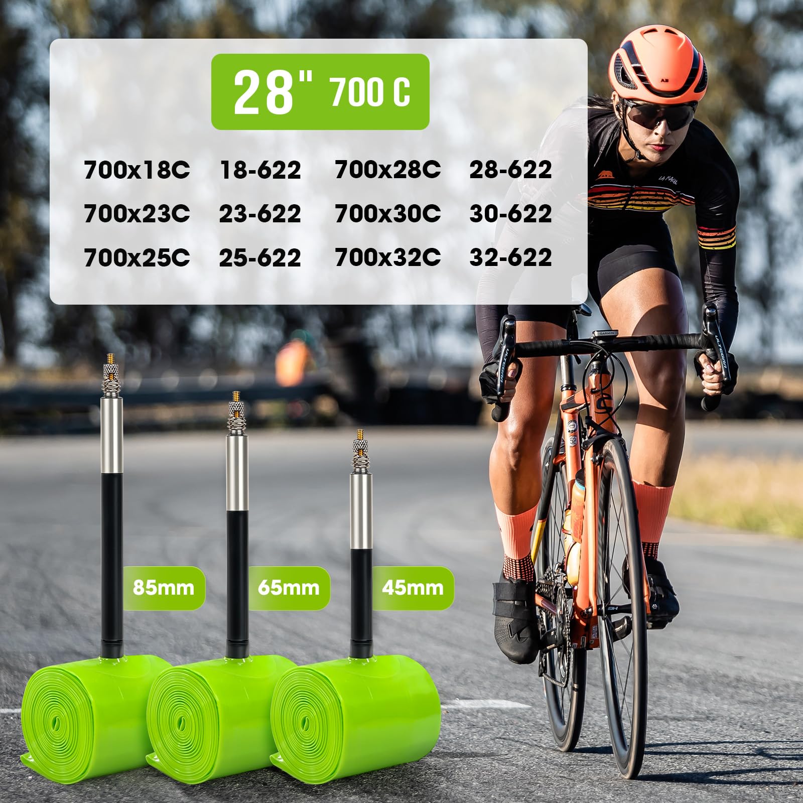 4 Pezzi Camera d'aria in TPU,Camera d'aria per Bici da Corsa 700C x 23C/25C/28C/30C/32C | Gravel 700C x 32-47-622 | MTB 29 x 1.9-2.5, 1 *Levagomme
