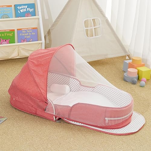 Miniatura 2 de Moisés portátil de viaje para bebé, bolsa de transporte plegable, cuna de viaje, tumbona ligera para bebé, cama infantil con mosquito 2-1 y toldo