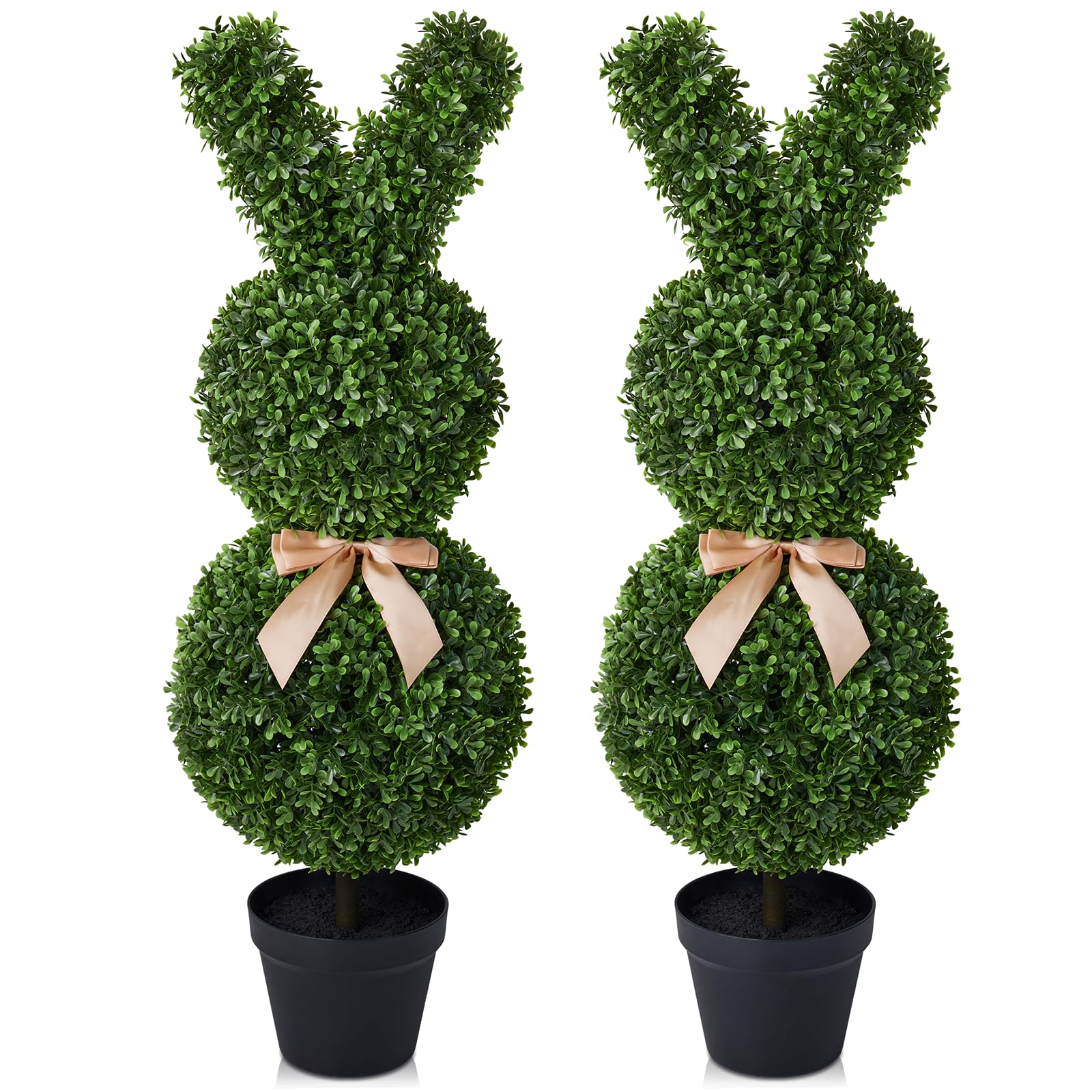 VeriNatural Artificial Bunny Tree 90cm - Tall Artificial Plants Indoor, Fake Faux Plants for Indoors Outdoor - Rabbit Topiary Decoration for Home, Porch, Garden, and Easter Families, VN243 2Pcs