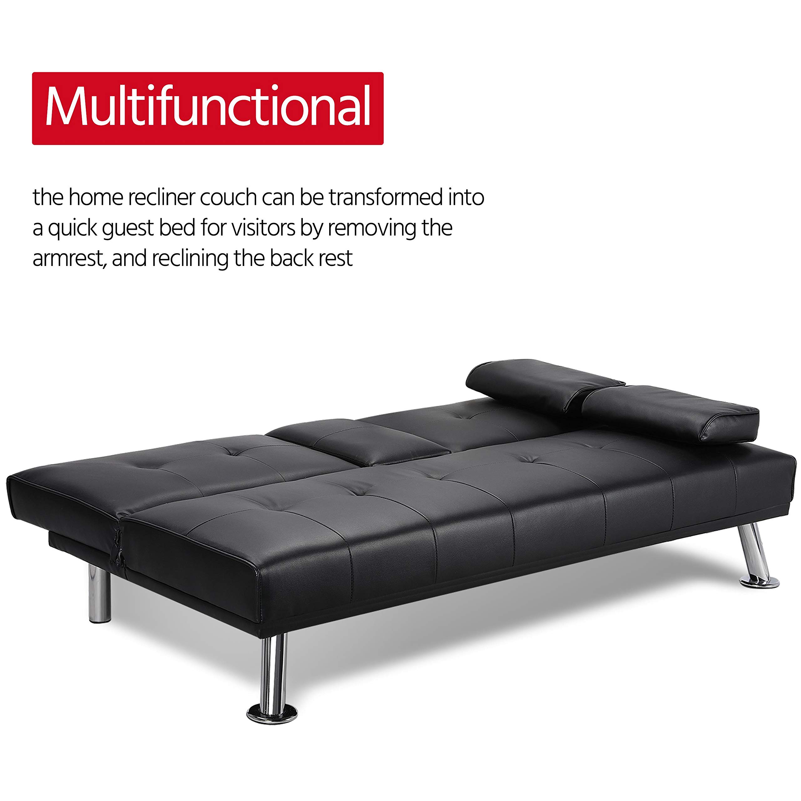 Yaheetech Convertible Sofa Bed Adjustable Couch Sleeper Modern Faux