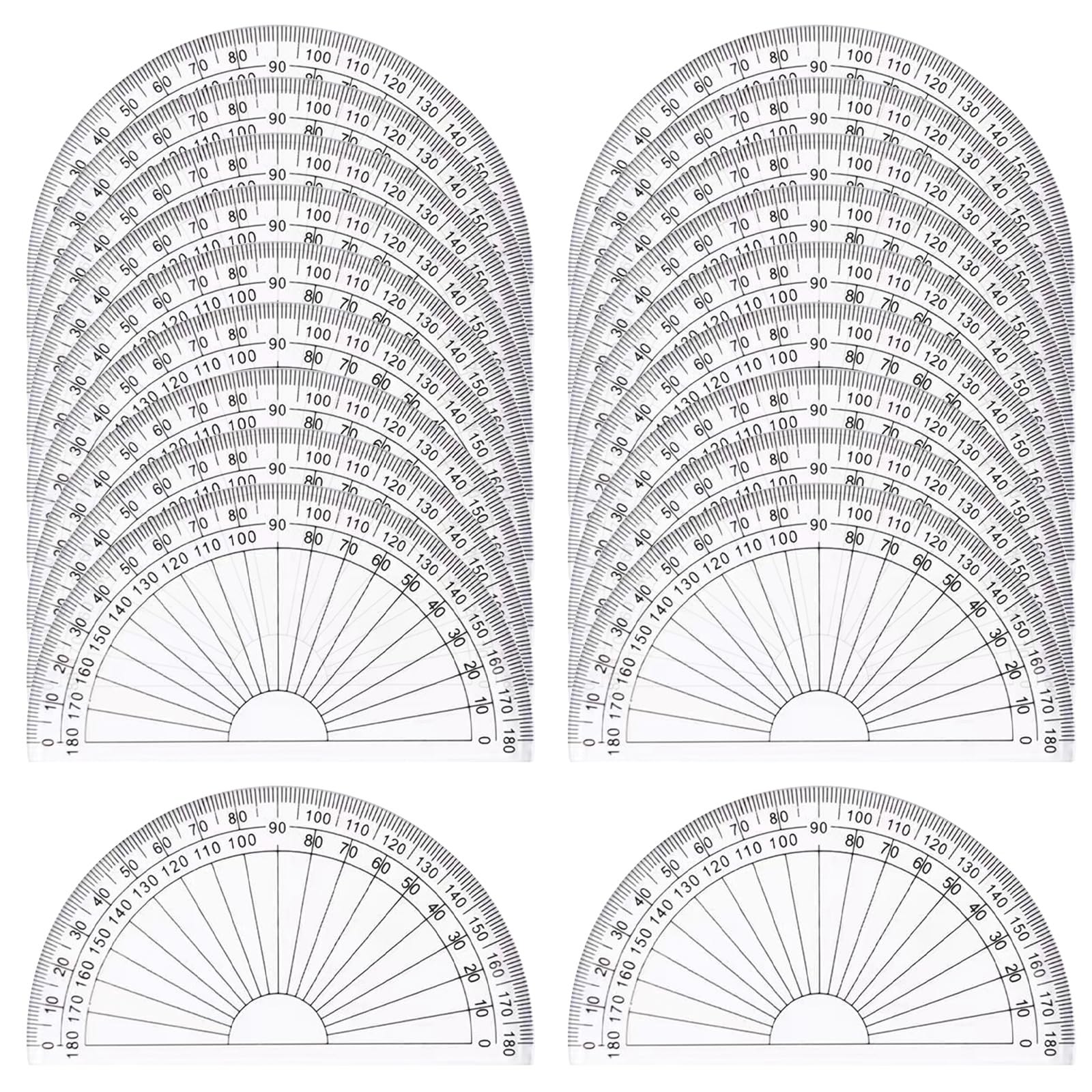 FUZVOL 20 PCS Plastic Protractors 180 Degree Protractor for Students Teachers Office School Drafting and Measuring Math Tool for Angle Measurement with Semicircle