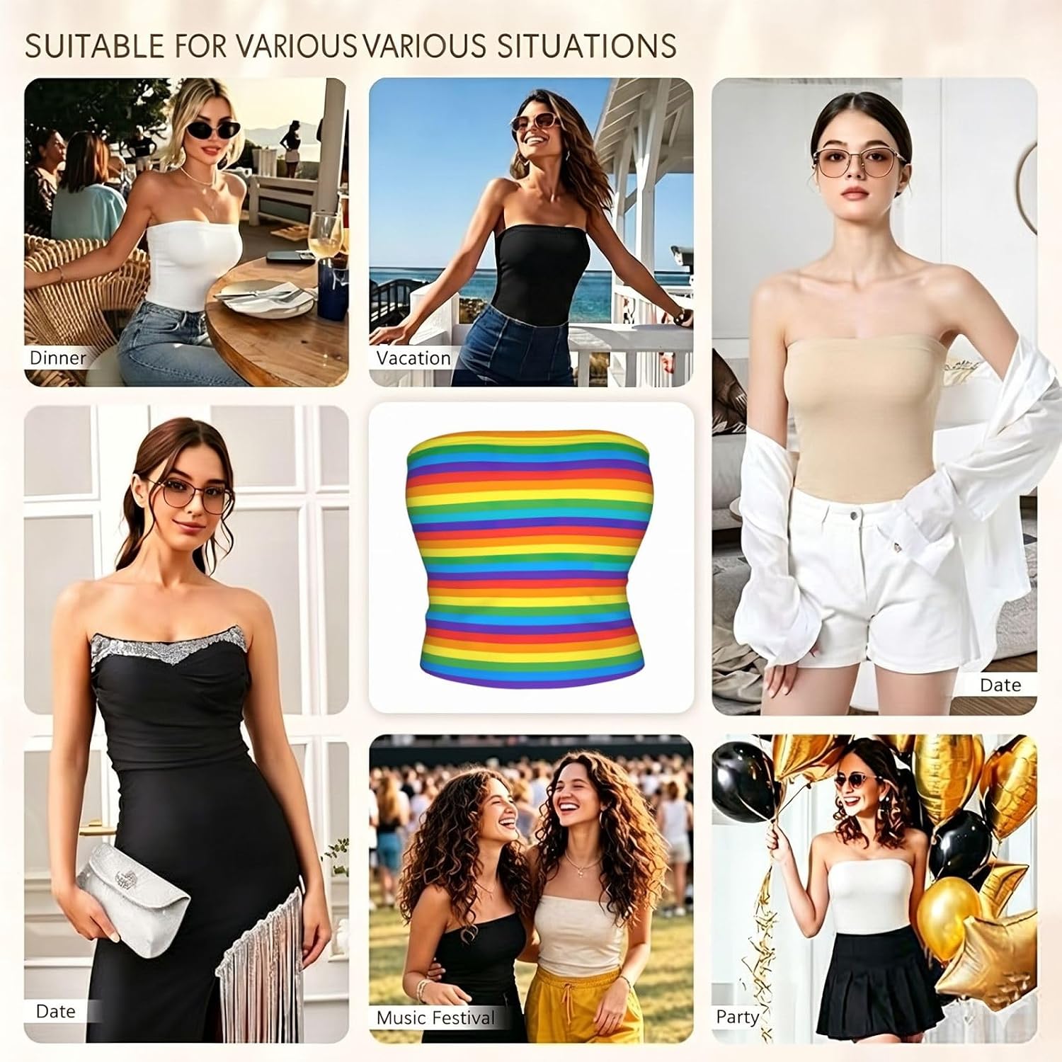 Light Black Marble Print Women Strapless Bra Tube Tops