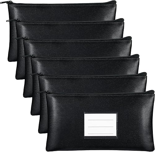 Paterr 6 bolsas de dinero con cremallera, bolsa de seguridad para depósito bancario, bolsa de dinero, soporte para recibos, bolsa de banco de piel