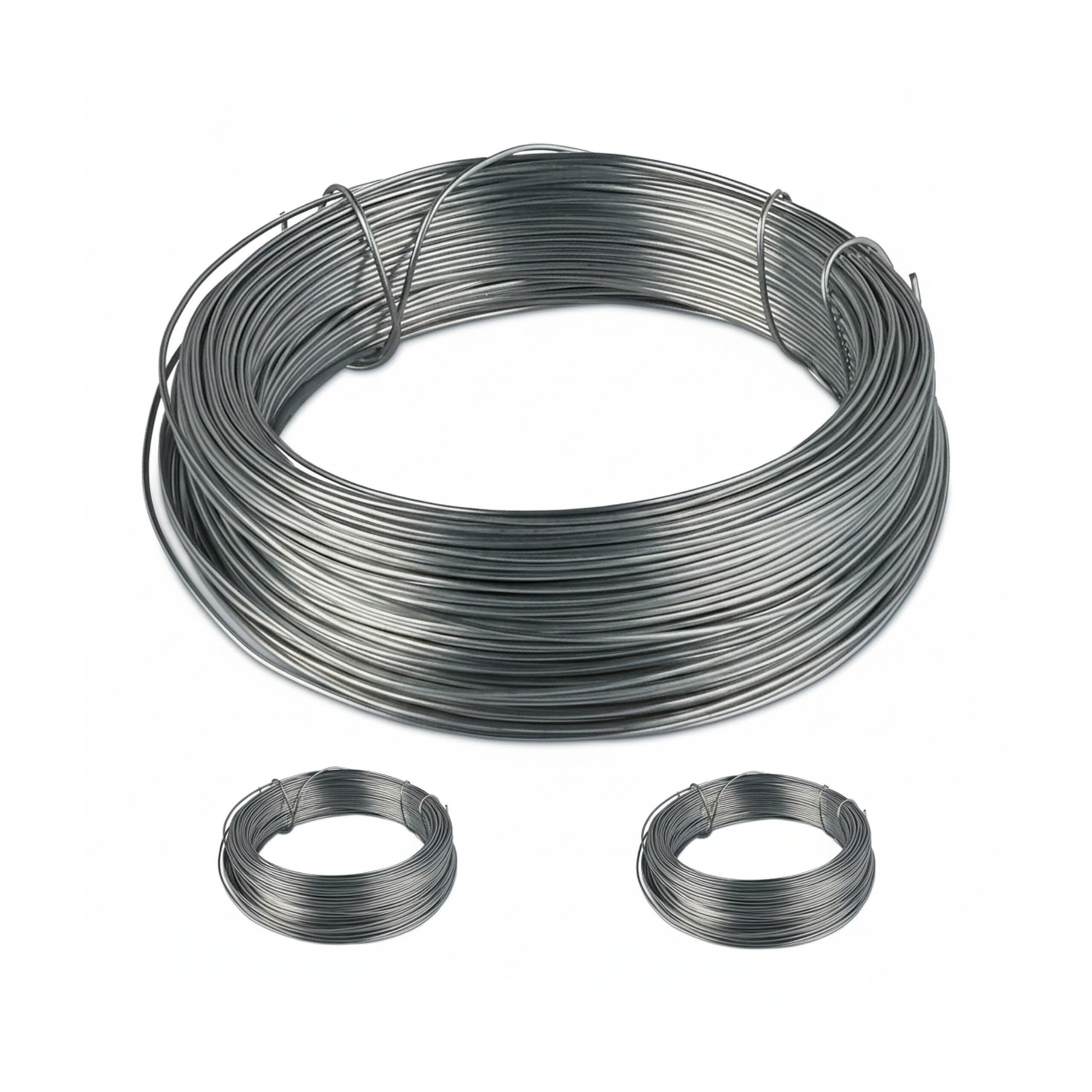 Relaxdays Set de 24 Rollos de Alambre para jardín, Inoxidable, Acero galvanizado, Fino, Manualidades, 50 m, 1 mm, Plateado