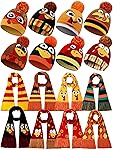 Geyoga 16 Pcs Thanksgiving Knitted Beanie and Scar