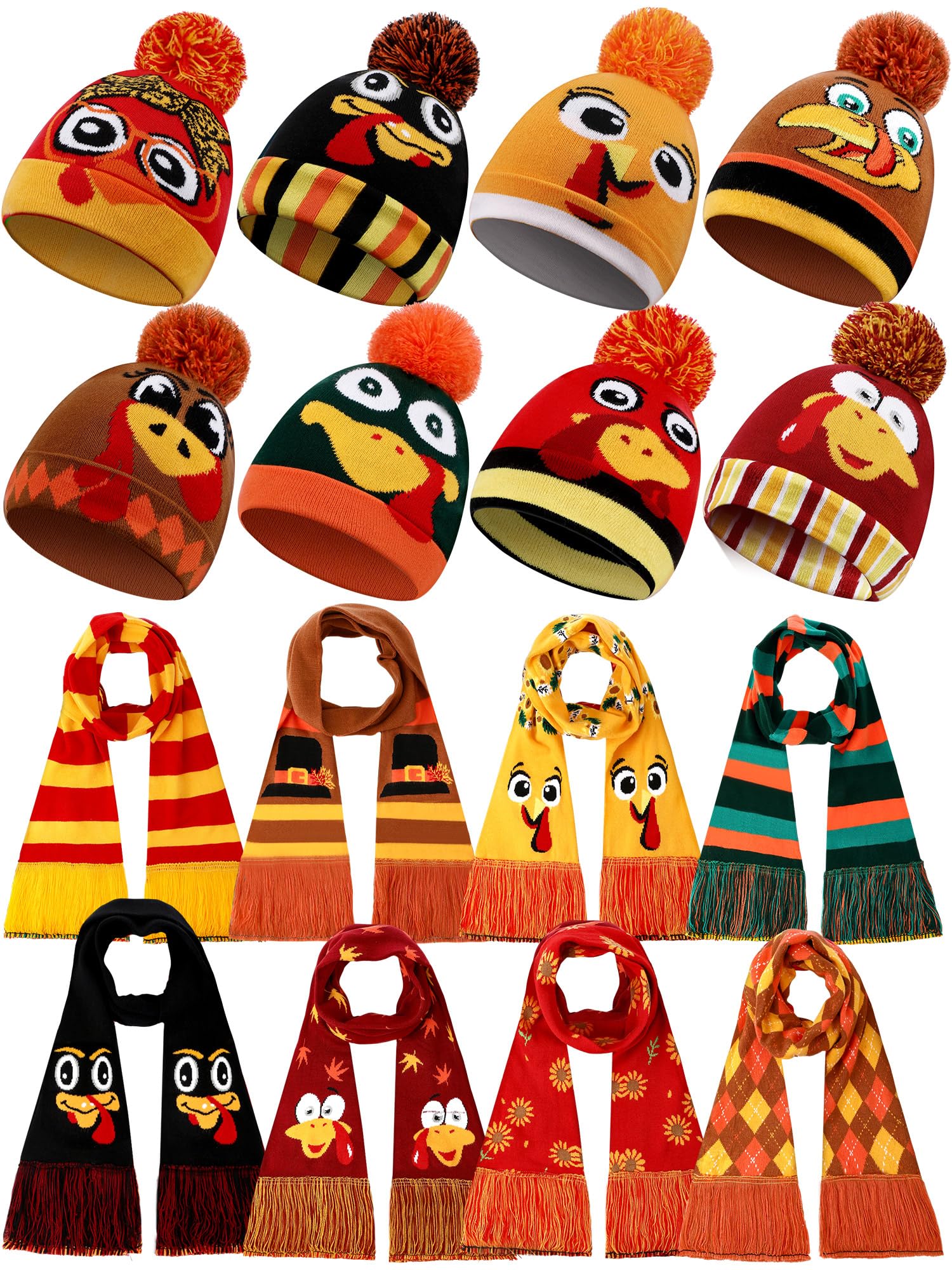 Click to get Geyoga 16 Pcs Thanksgiving Knitted Beanie and Scar