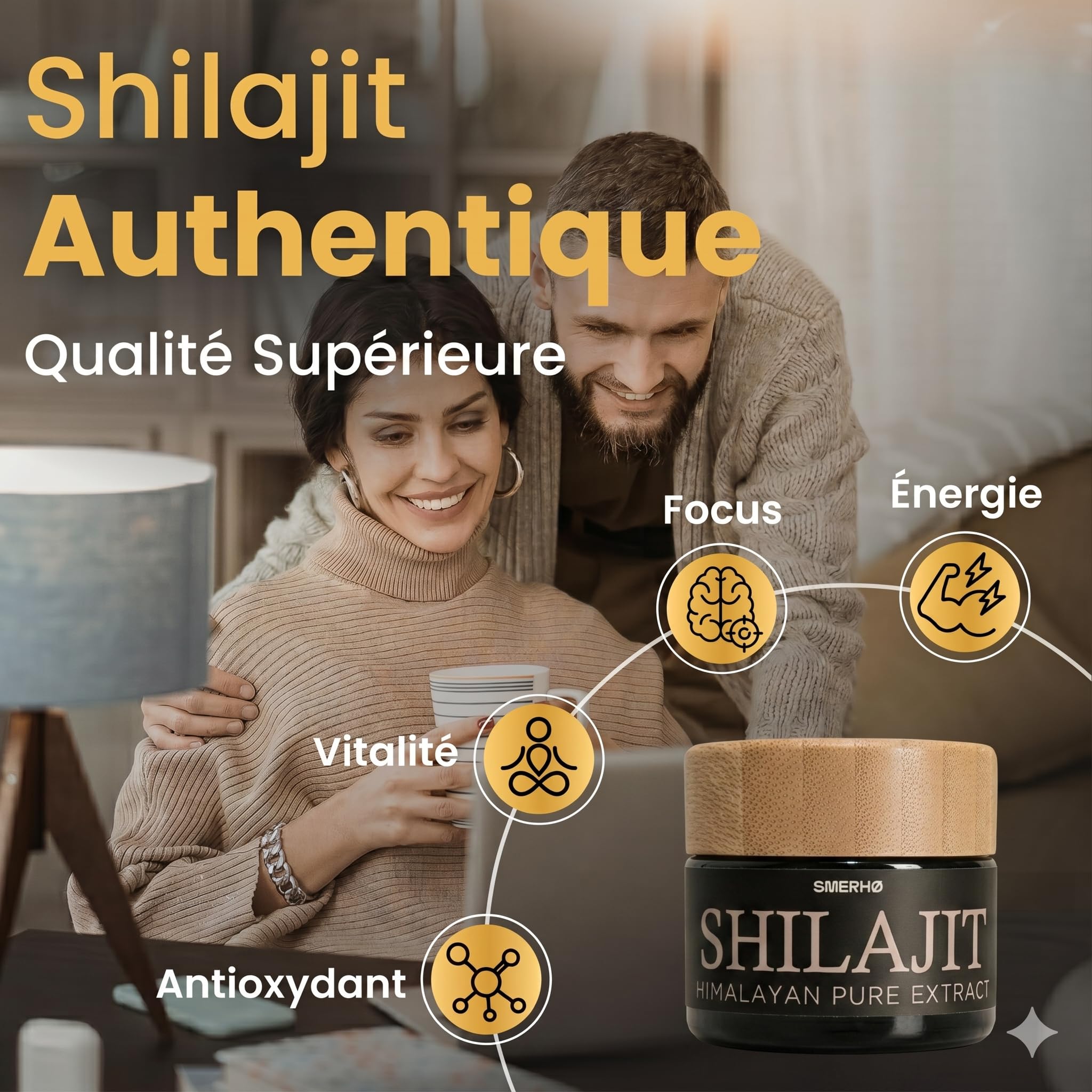 Résine de SHILAJIT PURE - SMERHØ | Shilajit Himalaya Bio EXTRA CONCENTRÉ | 50% Acide Fulvique Garanti | Shilajit Primal Premium 50g | Testé en FRANCE | Packaging Hermétique