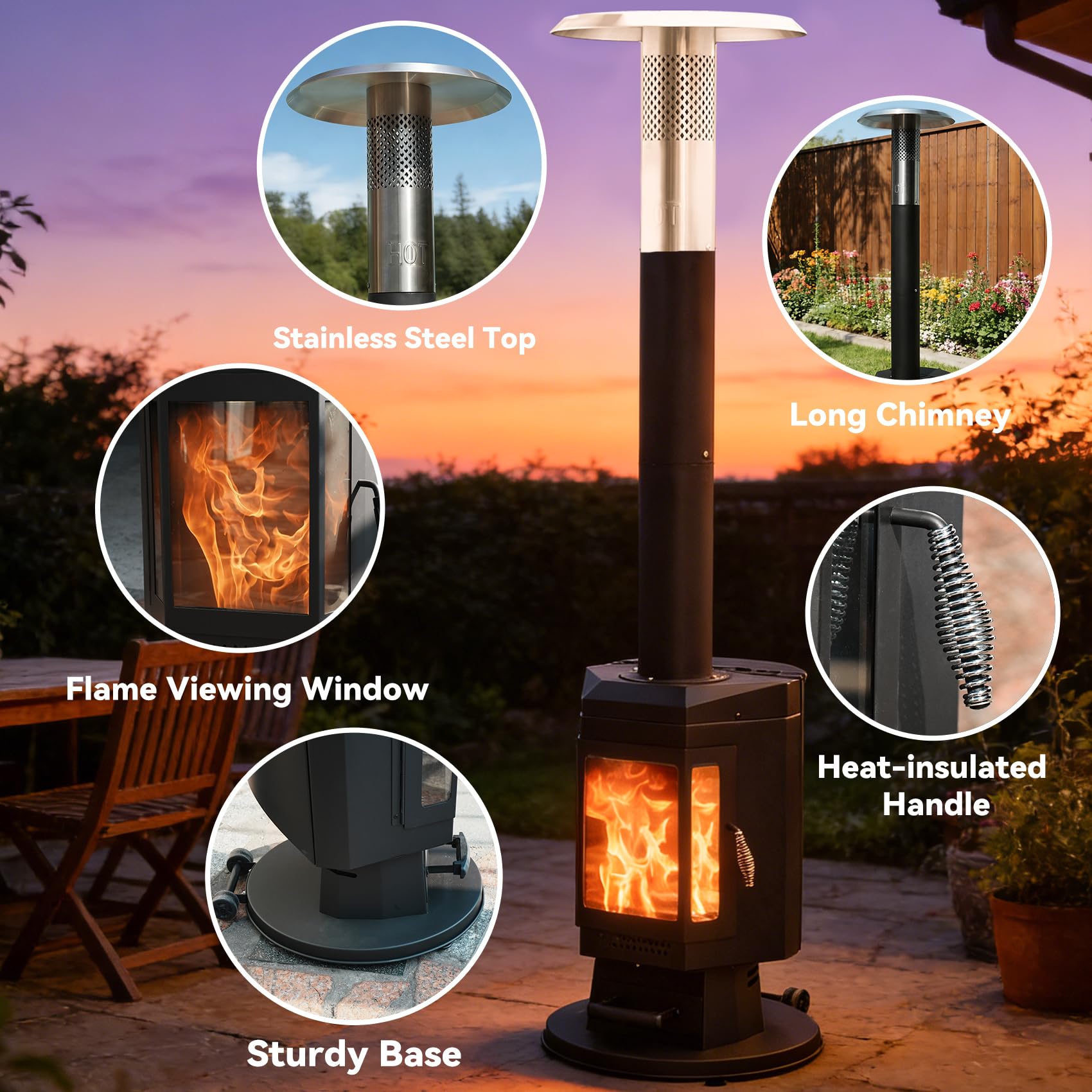 Onlyfire Stufa da Esterno a Pellet in Legno con Attizzatoio