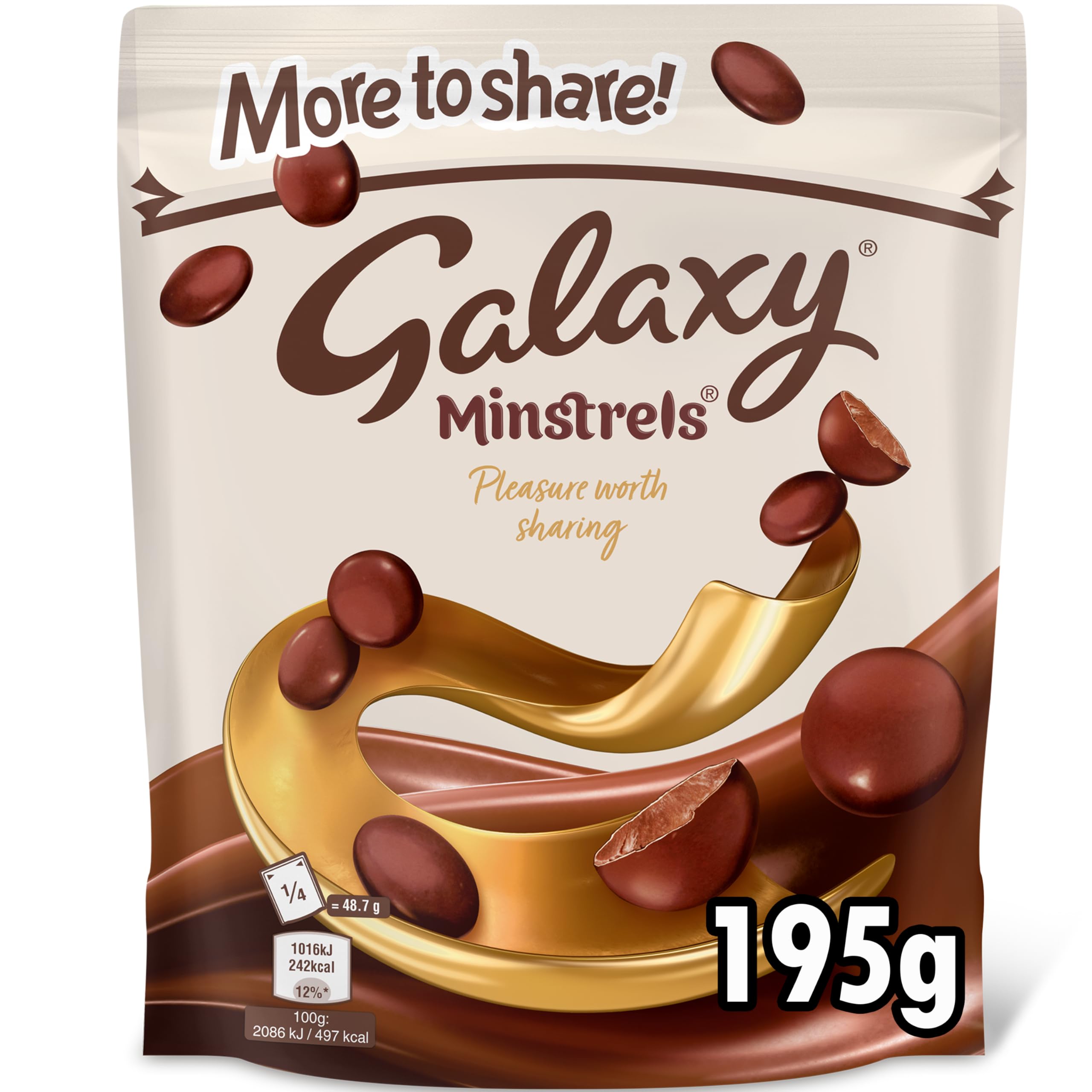 Galaxy Minstrels Chocolate Pouch 195g, A Chocolate Sharing Bag of