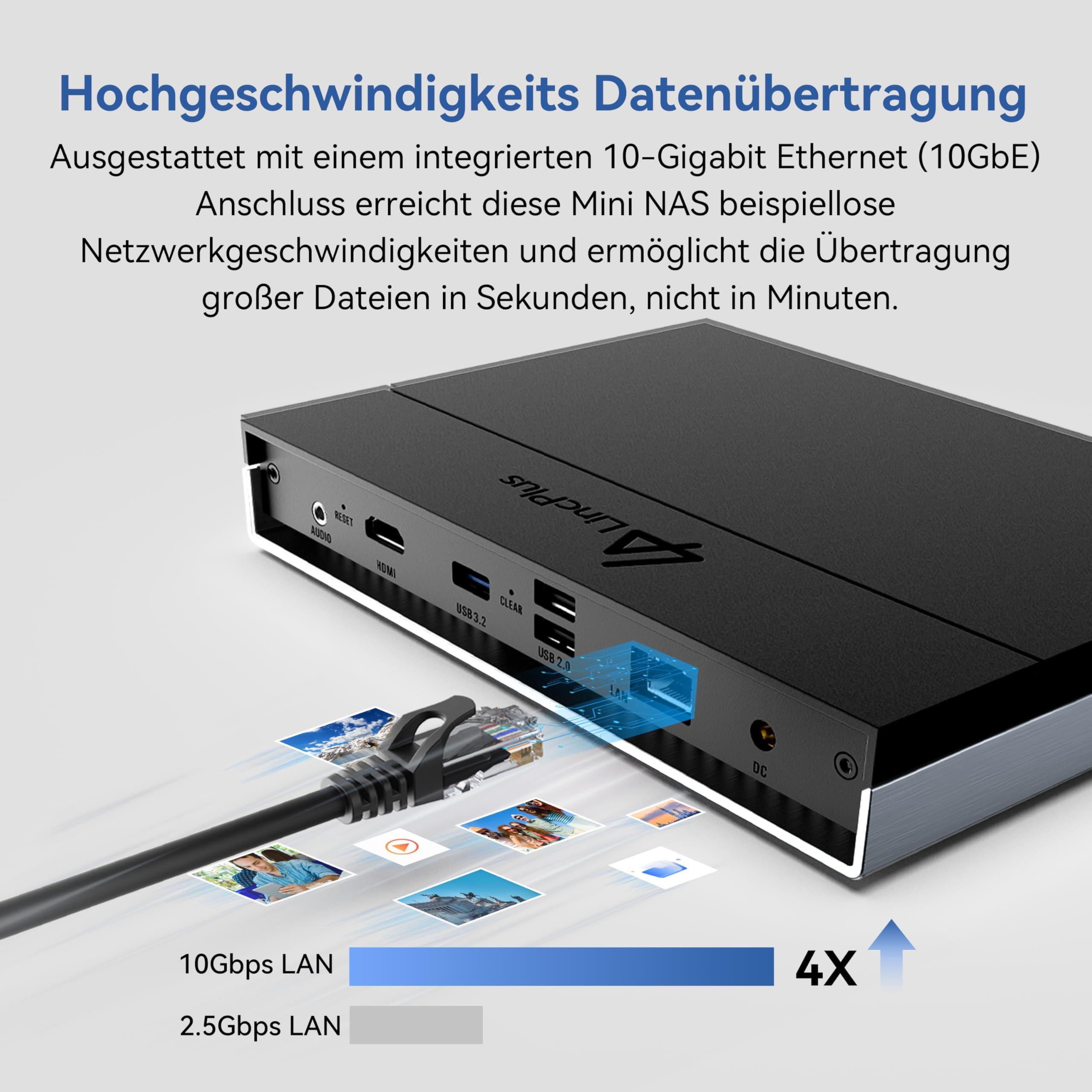 LincStation N2 6-Bay NAS-Server - Intel N100 Quad-Core, 16GB LPDDR5 RAM, 128GB eMMC, 10GbE, 2X SATA HDD + 4X M.2 NVMe SSD, inkl. Unraid Lizenz, Network Attached Storage (Diskless) (N2)