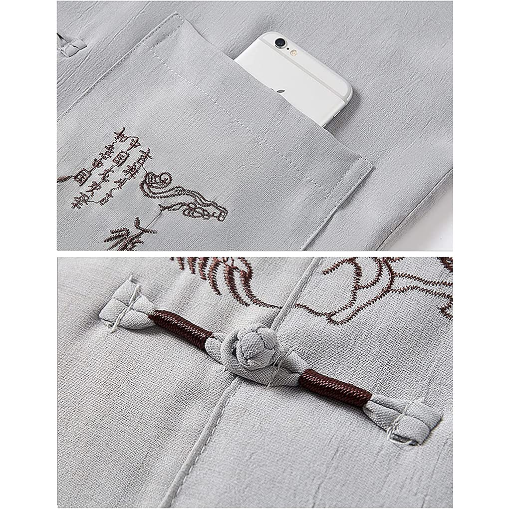 Abito tradizionale cinese a maniche lunghe Tang Kung Fu Uniforme Camicia da uomo Giacca Kung Fu, uniforme Tai Chi, Cappotto a maniche lunghe da uomo Hanfu Top e pantaloni