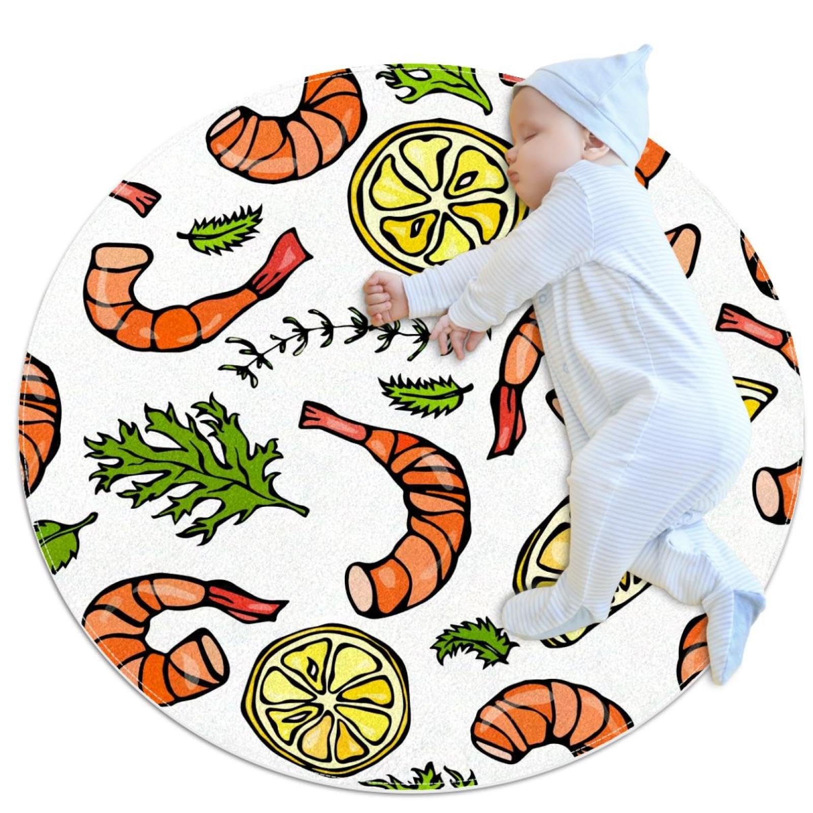 Tapis de salle de bain antidérapant rond 1m motif citron pour enfants
