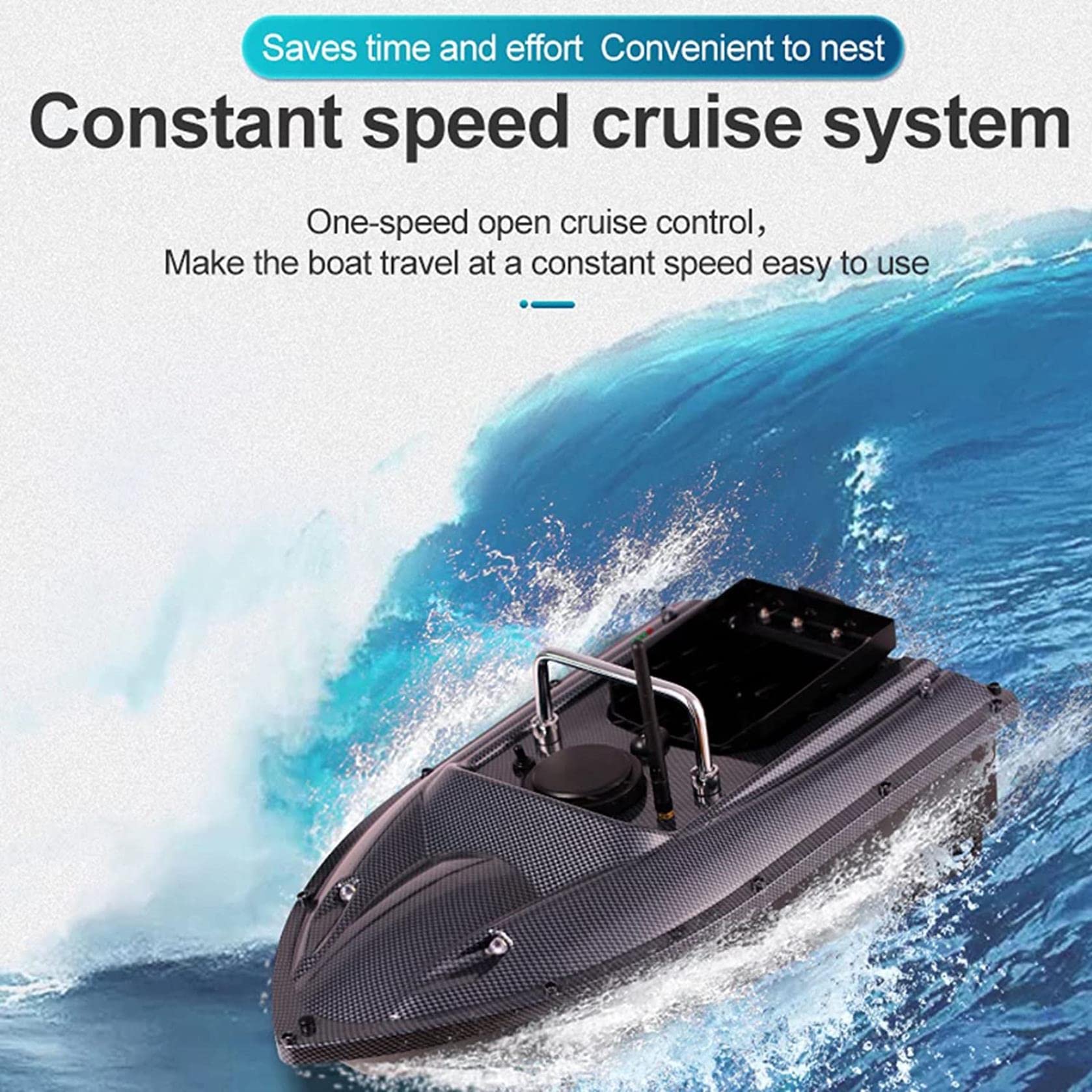 Nuevo Smart Bait Boat 500m Barco de Cebo de Pescado con Bolsa de Barco de Cebo y batería de 5200 mAh Luz Nocturna LED Barco de Cebo de Carpa Crucero automático Herramienta de Pesca Adicional