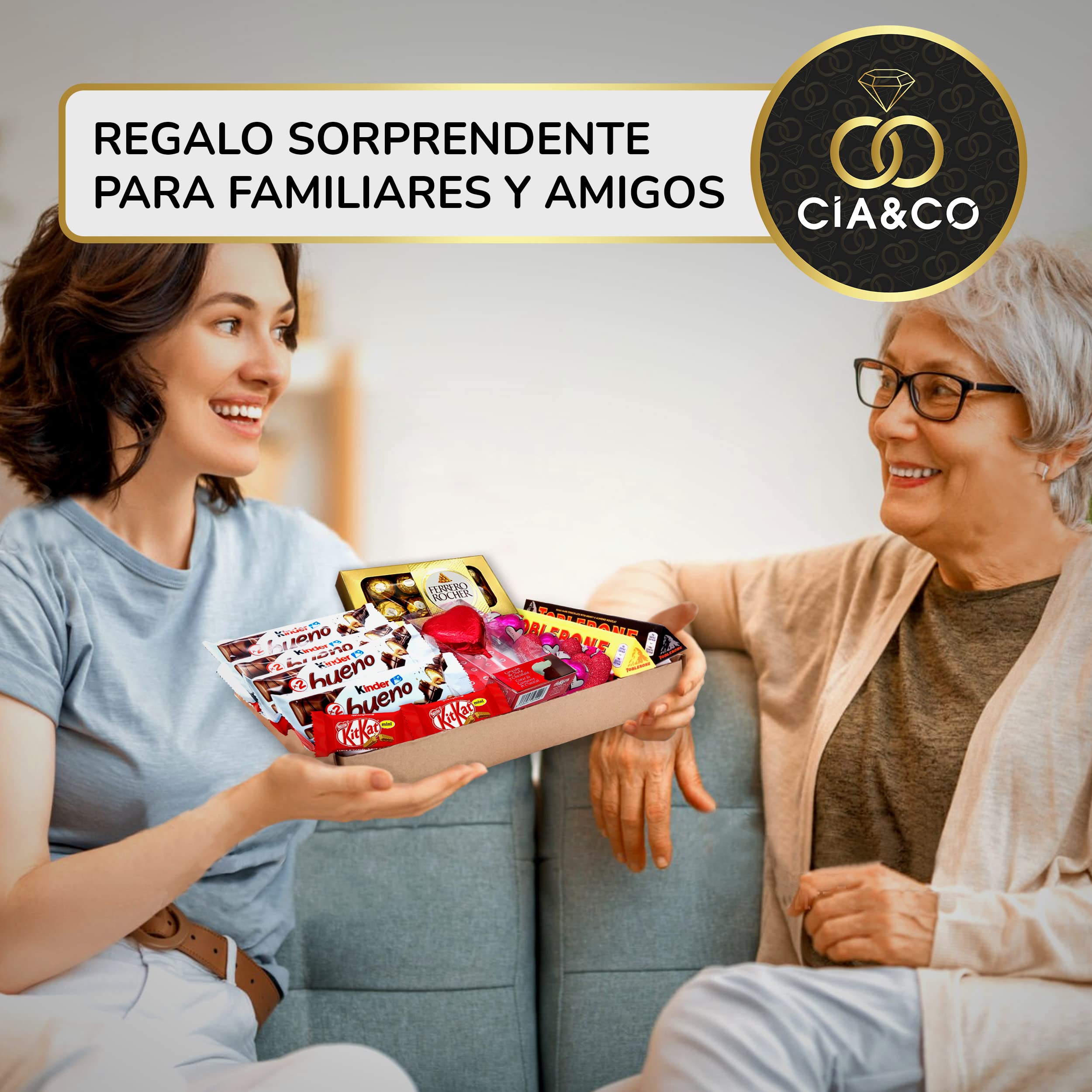 Lote Corazón: Regalo Dulce San Valentín – Lote de Chocolates y Bombones Variados con Caja Roja de Bombones · Ferrero Rocher, Kinder Bueno, Toblerone · Envoltorio Regalo + Tarjeta Personalizable