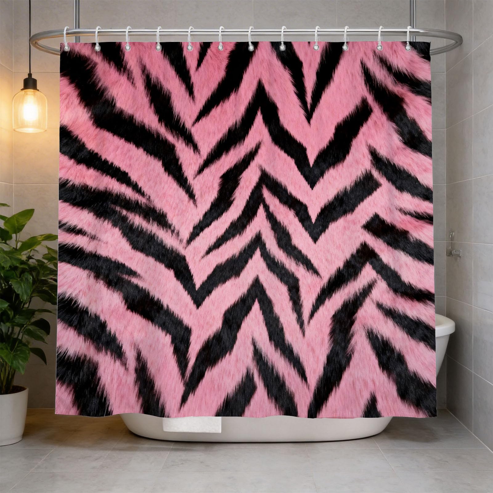 Hongduo 3D Zebra Print Shower Curtain for Stalls Bathtubs Chic Bathroom Decor Shower Curtain Set Polyester Fabric Waterproof 180x180cm/71X71 Inch with Hooks