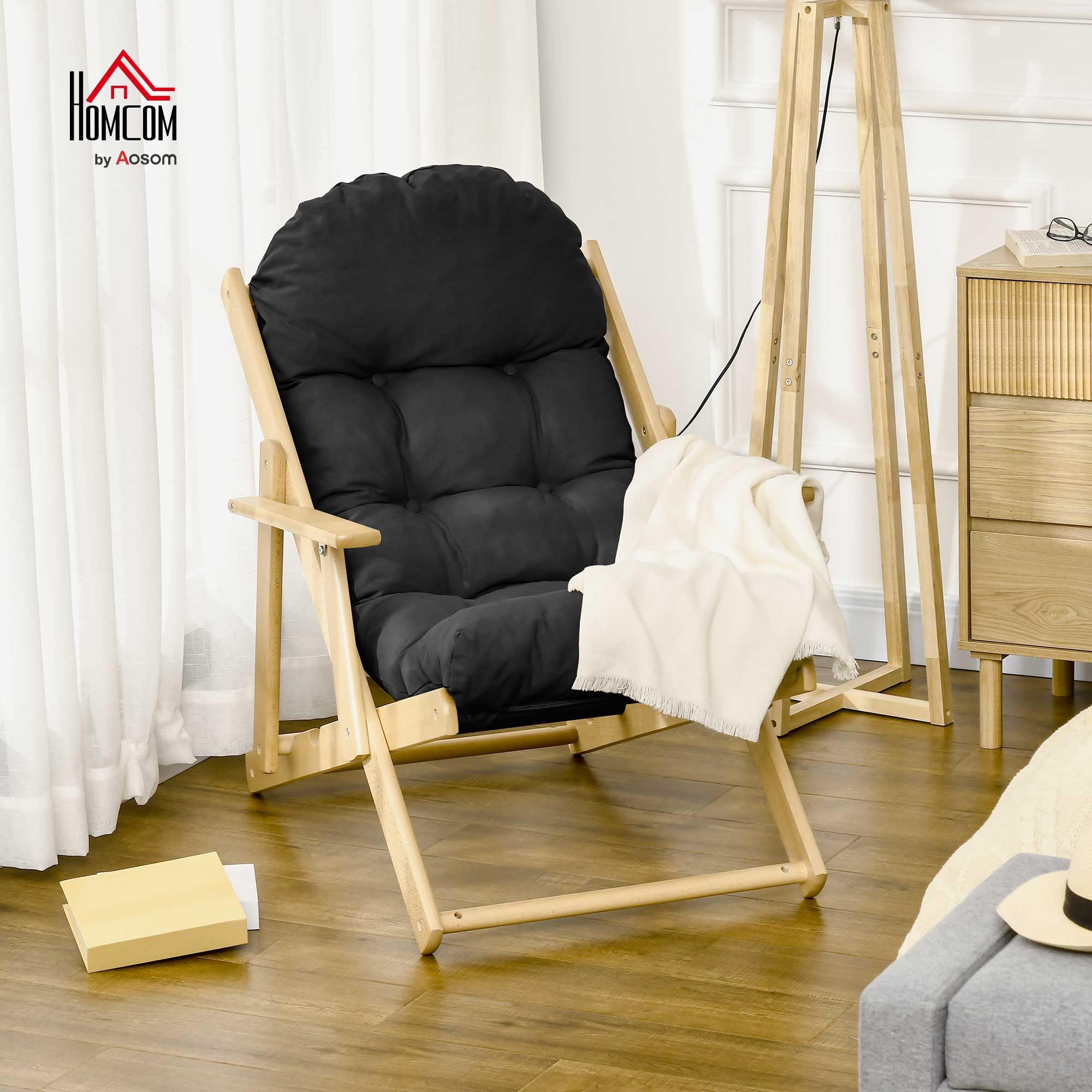 HOMCOM Poltrona reclinabile pieghevole 71x89x96 cm Nero