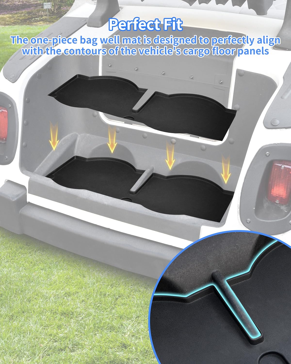 KEWISAUTO TPE Bag Well Mat for EZGO RXV 2008-2015 Golf Carts Accessories, Rear Cargo Bagwell Rubber Slush Liner Insert Protection for E-Z-GO RXV 2008-2015 Golf Carts