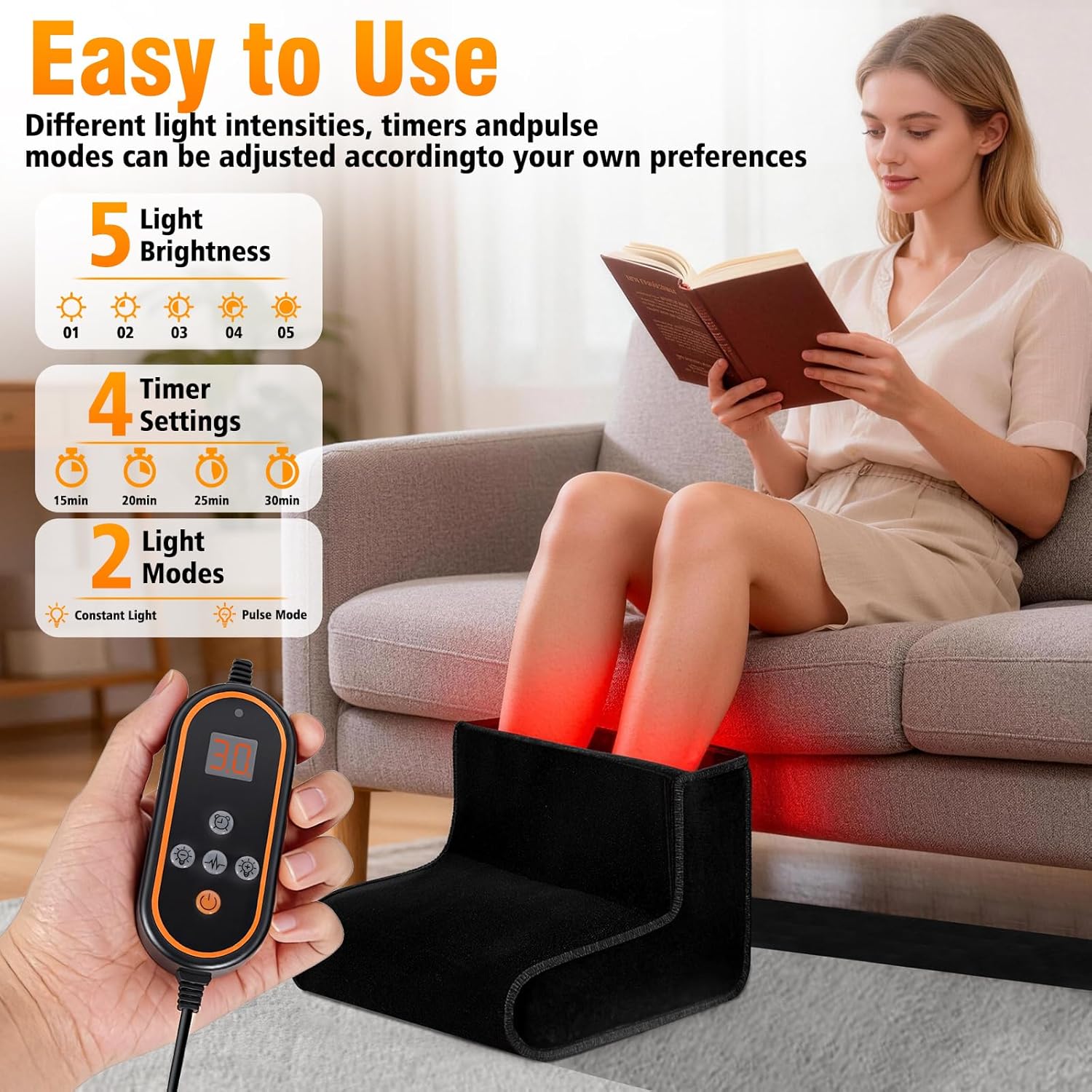 Red Light Therapy for Feet, 320 Dual Wavelength 3 in 1 Chip LEDs, with Adjustable Controller Full Coverage Foot Infrared Therapy Device for Ankle Heel Plantar Joint Muscle Relief