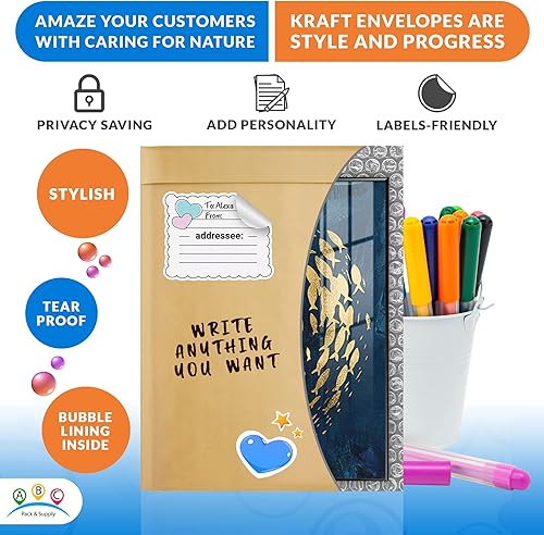 Miniatura 5 de ABC Pack & Supply - Sobres de papel kraft natural acolchados con plástico de burbujas para correo