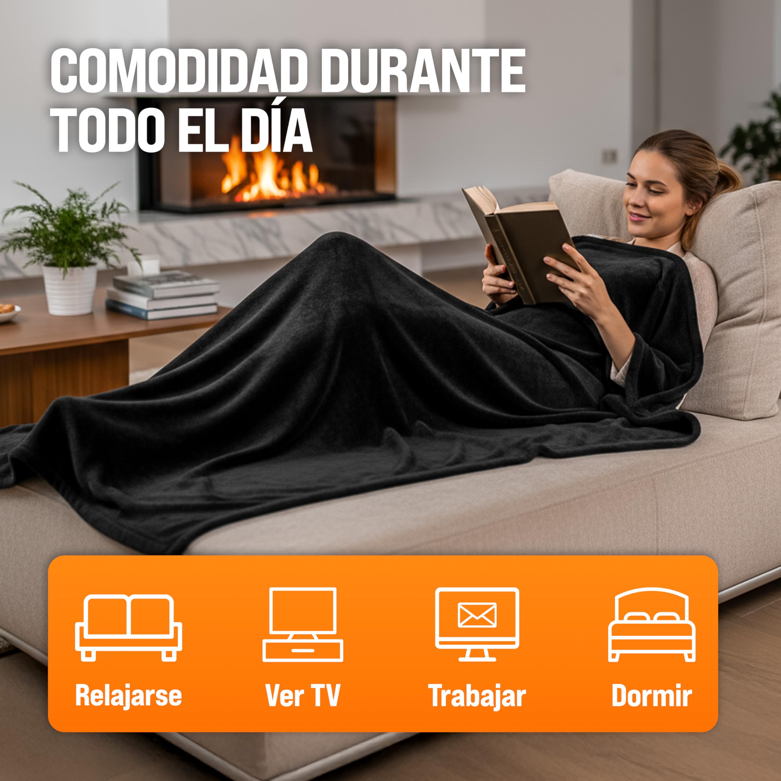 Monzana® Manta Eléctrica Térmica Apagado Automático Calienta Camas 180x130cm 10 Niveles de Calor Protección Sobrecalentamiento Hogar Antracita