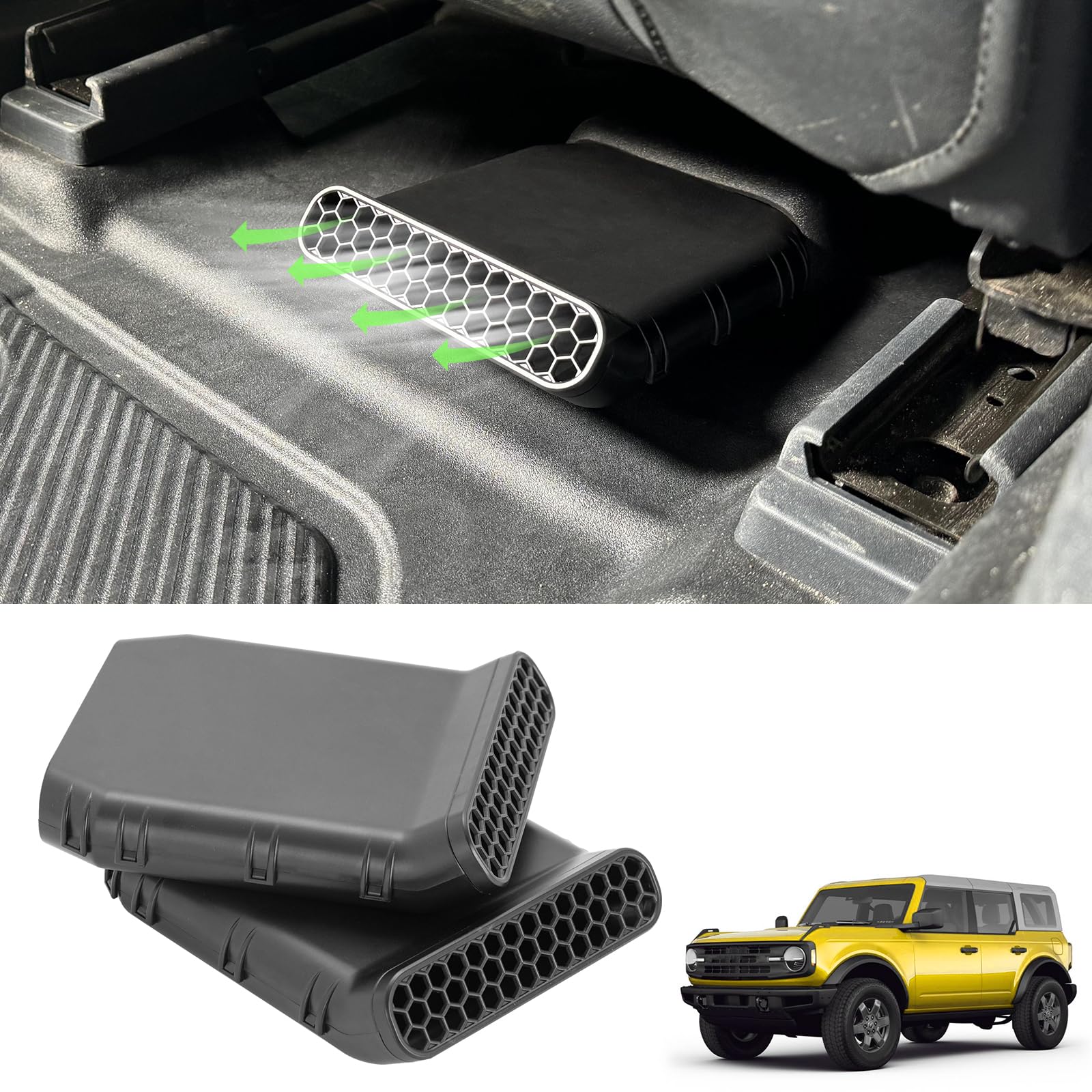 SUNPIE Under Seat Vent Deflectors Compatible with 2021 2022 2023 2024 2025 Bronco 4 Doors (Not Compatible with Bronco 2 Doors Bronco Sport)