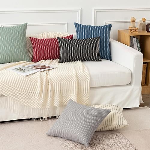 Miniatura 8 de Kevin Textile - Juego de 2 fundas de almohada cuadradas, fundas de almohada decorativas de lino con textura bohemia de primavera para sofá,