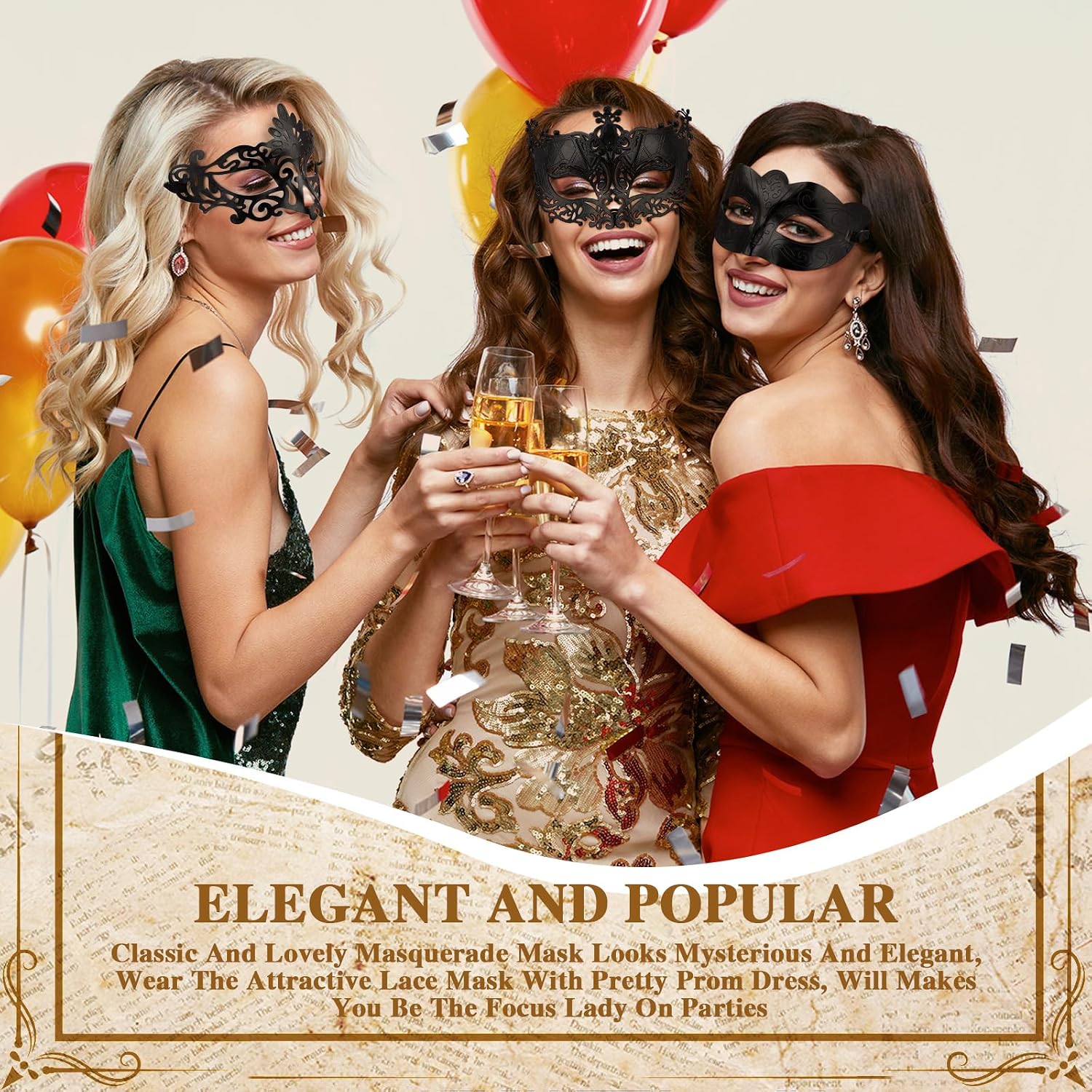 Jenaai 50 Pcs Couple Masquerade Mask Venetian Mardi Gras Halloween Carnival Mask for Women and Men Costume Ball Party