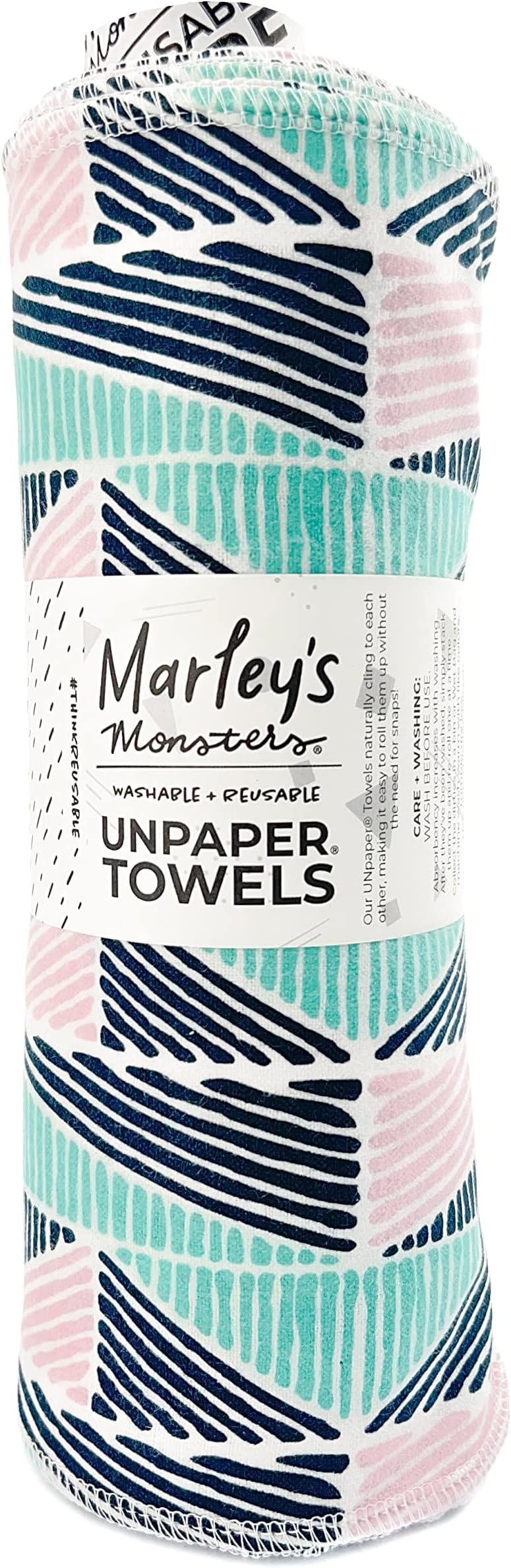 Marley's Monsters Reusable UNpaper Towel Roll, Handmade in Eugene, Oregon (24-Pack) (Mod Geo)