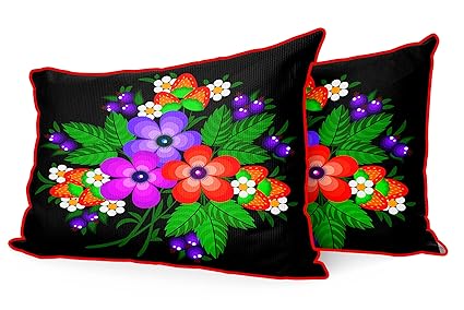 DreamVio Jute Fabric Printed Decorative Pillow/Throw/Cushion Covers for Living Room, Bed Room, Sofa,Chairs,Pillow Cases, Pillow Covers Set of 2, Size 12x18 Inches Style8