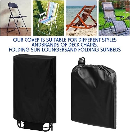 Miniatura 5 de Windyun 3 fundas impermeables para sillas de gravedad cero, a prueba de polvo, plegables, para exteriores, playa, tela Oxford, reclinable, color