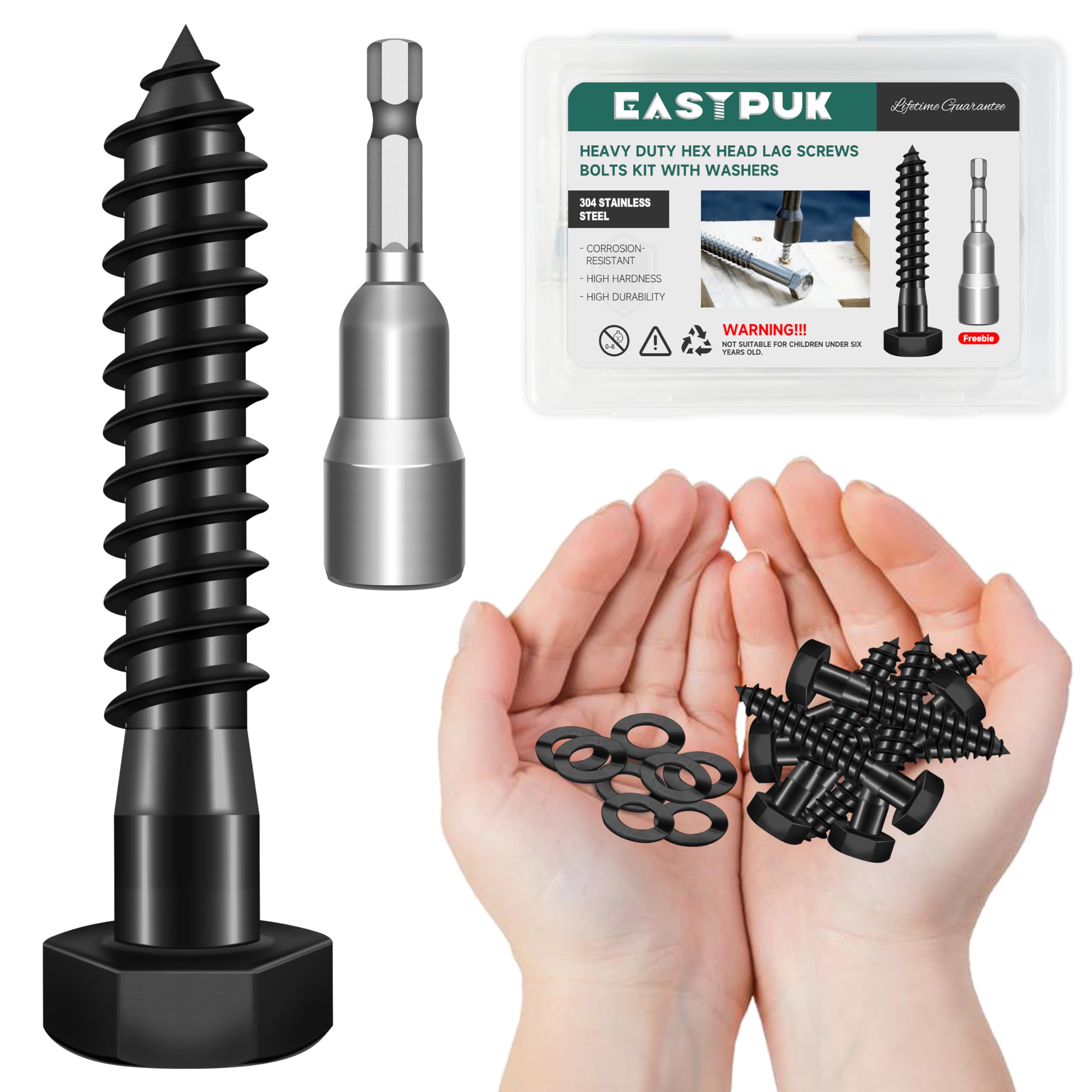 Stainless Steel Lag Bolts - 12 Pack Heavy Duty -12 Stainless Steel Lag Bolts - 12 Pack Heavy Duty -12