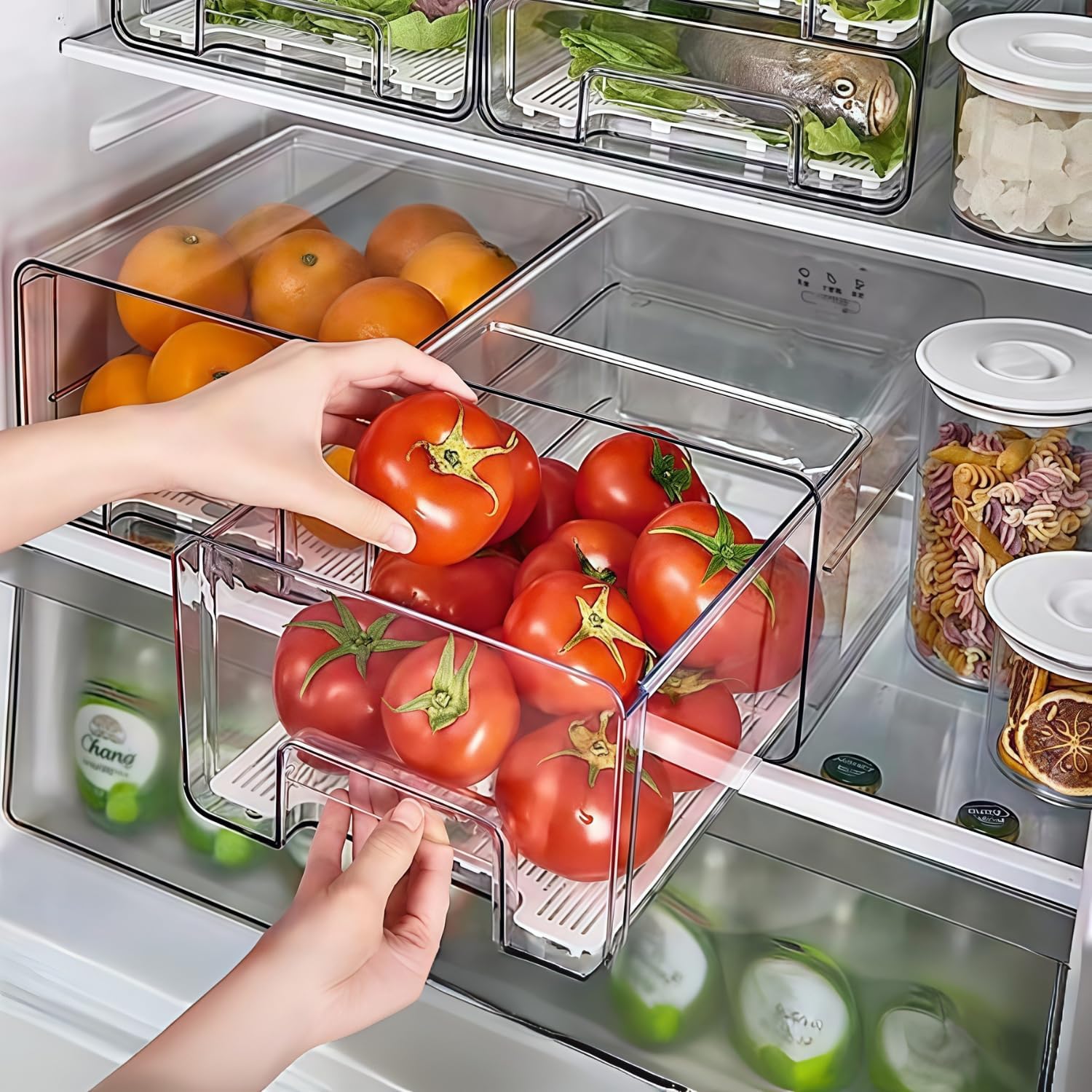 Contenitori Frigo Impilabili Con Coperchio Reversibile | Confezione Da 2 | Senza BPA | Per Formaggio, Panini, Salmone - 2