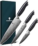 SANMEIHO 3PCS Kitchen Knife Set,Chef Knife Set in Powder Steel, Ultra Sharp Japanese Knife Set High Carbon Steel Knives Sets, Cooking Knives Set with Ergonomic Pakkawood Handle