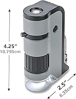 Vista 3 de Carson MicroFlip 100x-250x, LED UV Pocket Microscope with Smartphone Clip, STEM Education (MP-250)