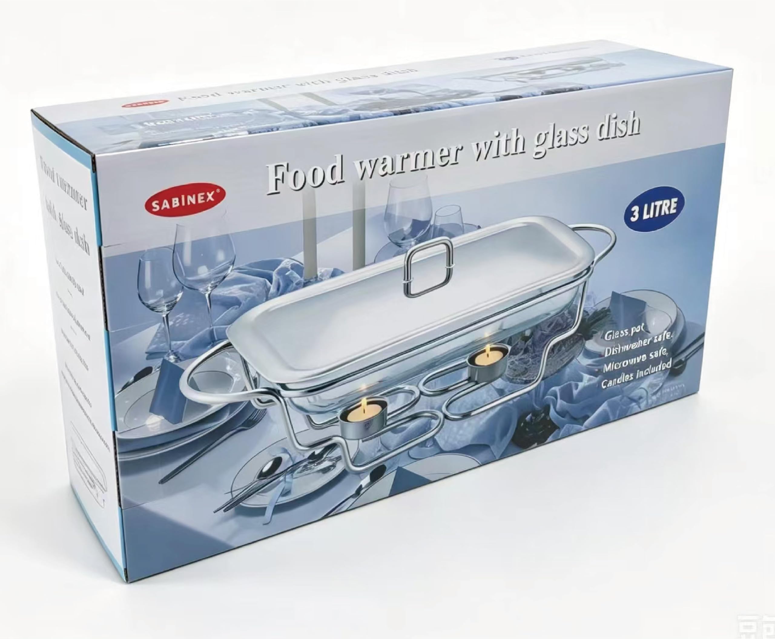 3 QT Food Warmer Chafing Dish Buffet Set Glass Serving Tray Chafer | Stainless Steel Server European Oven to Table Glass product thumbnail 8