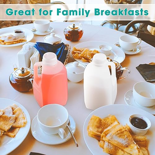 Miniatura 4 de Skylety Paquete de 24 mini jarras de leche de plástico con tapas, botellas vacías de polietileno de alta densidad de soda, recipientes de galones