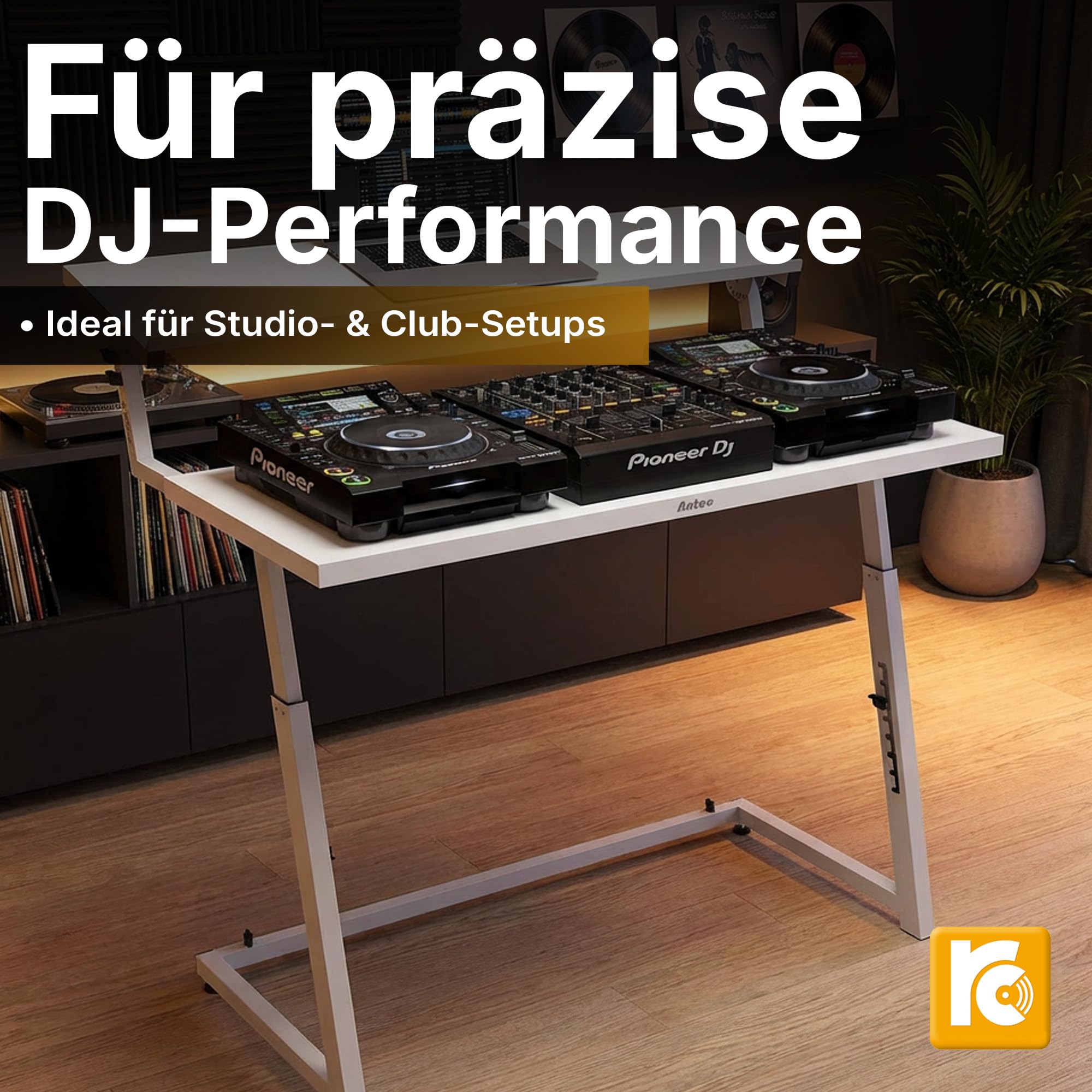 Antoc DJ-Stand DJS-44 - White - DJ Pult mit großer Laptopablage