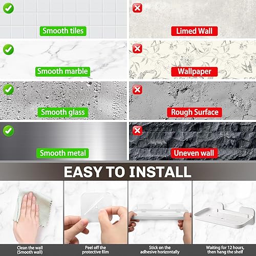 Miniatura 7 de Juego de 2 estantes flotantes pequeños para montar en la pared, estantes de pared colgantes de plástico para dormitorio, sala de juegos, sala de