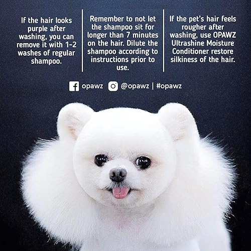 Miniatura 4 de OPAWZ 05 Champú morado blanqueador para perros y gatos, elimina de forma segura las manchas amarillas, sin blanqueador, peróxido ni sulfato,