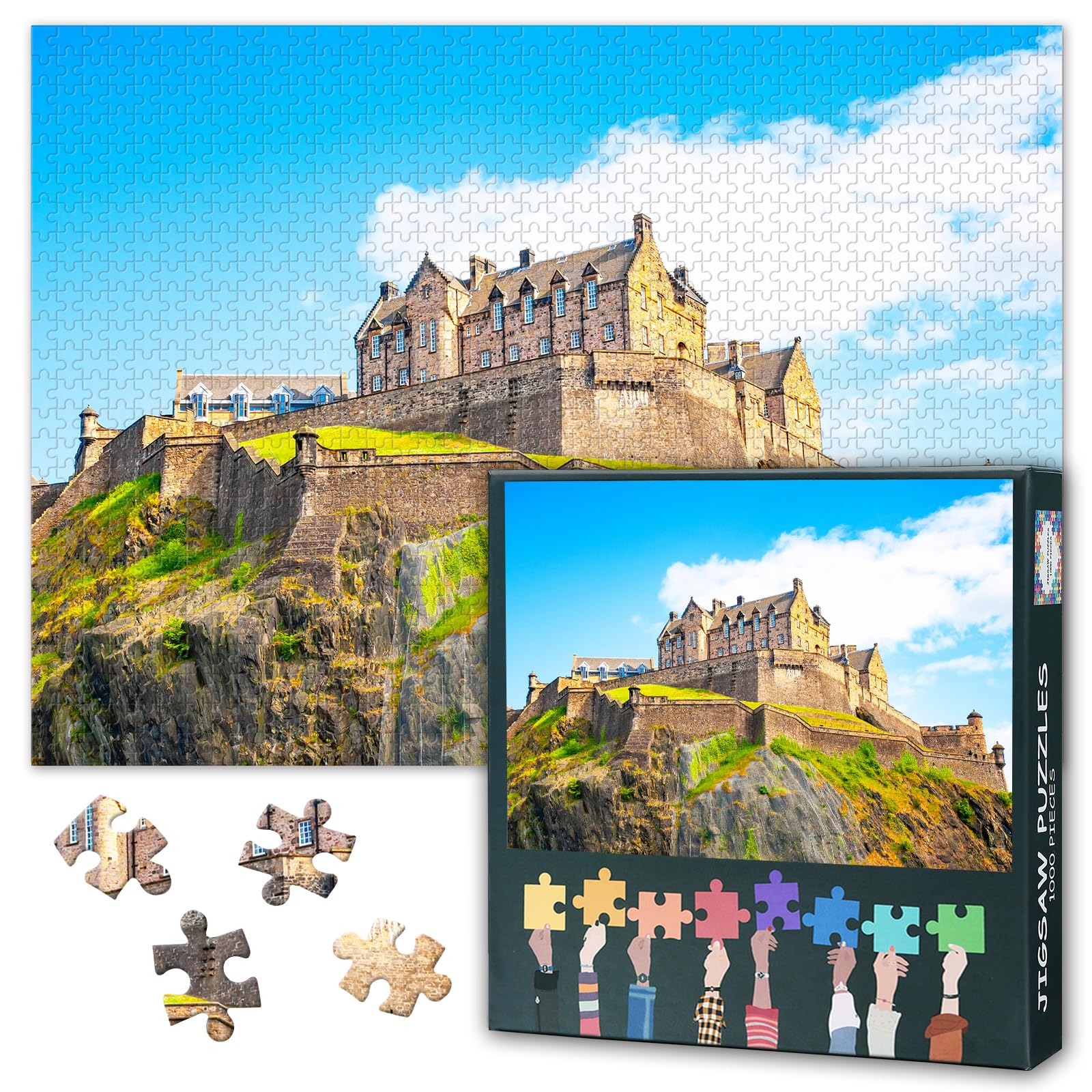 Puzzles for Adults 1000 Pieces, Edinburgh Castle Jigsaw Puzzles, The South Bank of FOSS Bay Adult Puzzle for Adults, Educational Fun Games or Toys for Elders Friends 20X27 INCH