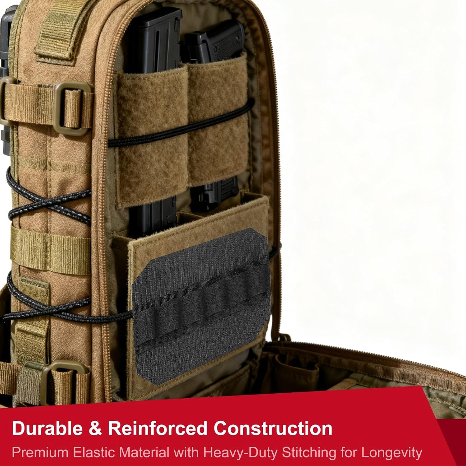 2Pcs Backpack Insert Organizer Tactical Molle Hook and Loop Panel with Elastic Pen Holder Tool Pouch Insert Attachment for Bag Vest Back Pack Accessories Organizer Inserts