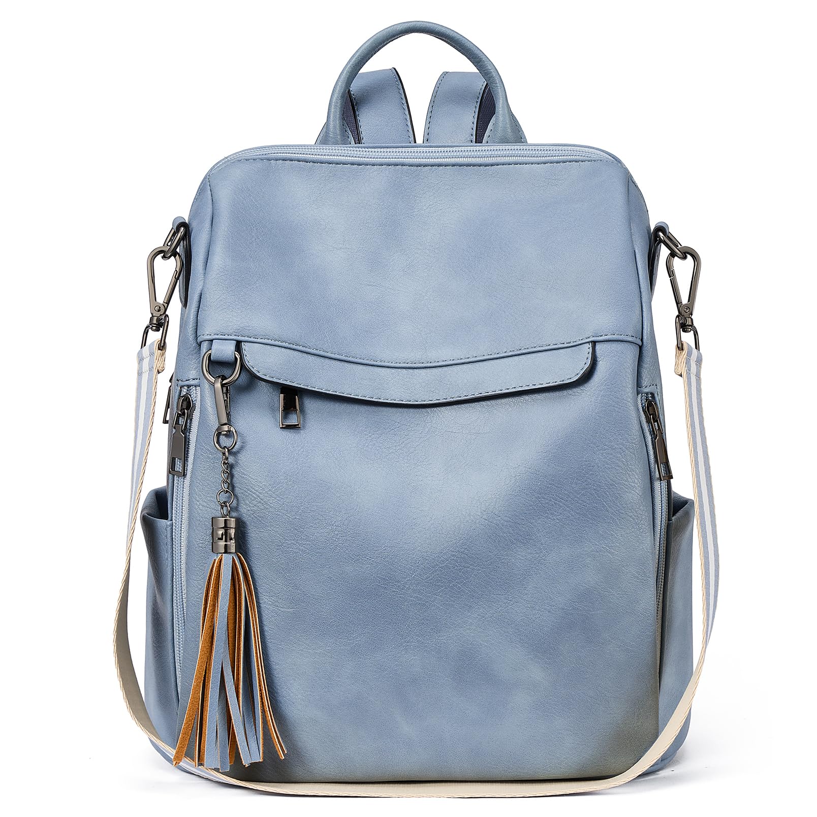 Telena Backpack Purse for Women, PU Leather Anti Theft Travel Purse Shoulder Bags with Tassel